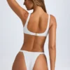 Malibu Bikini-Oberteil mit Rundhalsausschnitt in Weiß