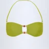 Manava Bandeau-Bikinioberteil mit Perlenverzierung in Olivgrün Manava Bandeau-Bikinioberteil mit Perlenverzierung in Olivgrün