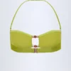 Manava Bandeau-Bikinioberteil mit Perlenverzierung in Olivgrün Manava Bandeau-Bikinioberteil mit Perlenverzierung in Olivgrün
