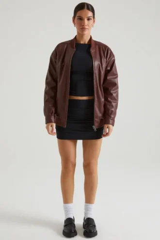 Maple Kunstlederjacke in Braun
