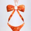 Maranta Cut-Out-Halter-Badeanzug mit Orange-Orchideen-Print Maranta Cut-Out-Halter-Badeanzug mit Orange-Orchideen-Print