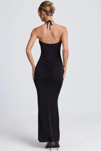Margot Maxikleid mit Halterneck und Cut-outs in Schwarz