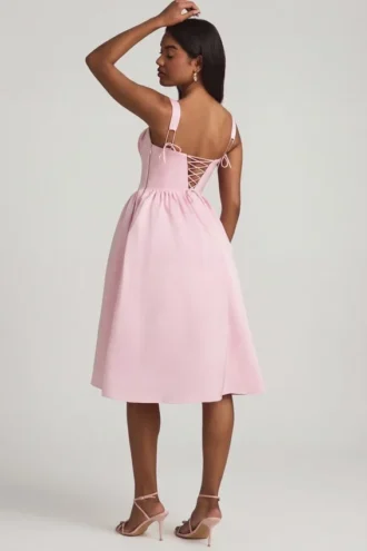 Marguerite drapiertes Midaxi-Korsettkleid in Blush