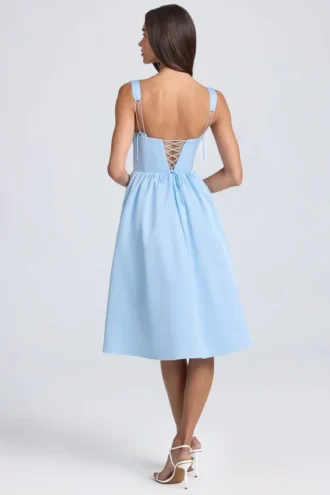 Marguerite Drapiertes Midaxi-Korsettkleid in Puderblau