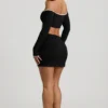 Mari Modal-Minirock mit asymmetrischem Bund in Schwarz Mari Modal-Minirock mit asymmetrischem Bund in Schwarz