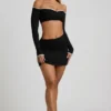 Mari Modal-Minirock mit asymmetrischem Bund in Schwarz Mari Modal-Minirock mit asymmetrischem Bund in Schwarz