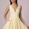 Marissa A-Linien-Minikleid mit Schleifendetail in zitronengelben Streifen