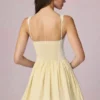 Marissa A-Linien-Minikleid mit Schleifendetail in zitronengelben Streifen