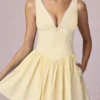 Marissa A-Linien-Minikleid mit Schleifendetail in zitronengelben Streifen