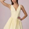 Marissa A-Linien-Minikleid mit Schleifendetail in zitronengelben Streifen