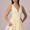 Marissa A-Linien-Minikleid mit Schleifendetail in zitronengelben Streifen