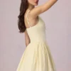 Marissa A-Linien-Minikleid mit Schleifendetail in zitronengelben Streifen