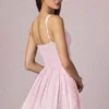 Marissa A-Linien-Minikleid mit Schleifenverzierung in zartem Mauve-Streifen Marissa A-Linien-Minikleid mit Schleifenverzierung in zartem Mauve-Streifen