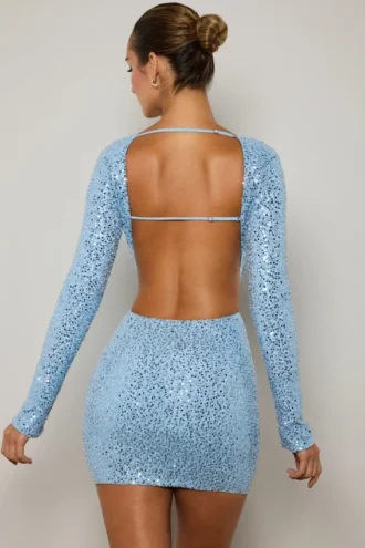 Marva Minikleid mit Verzierungen und Cut-outs in Hellblau