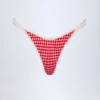 Masia Cheeky-Bikini-Unterteile mit doppelten Trägern in rotem Gingham