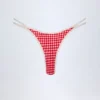 Masia Cheeky-Bikini-Unterteile mit doppelten Trägern in rotem Gingham