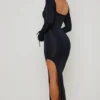 Matilda Maxikleid mit Rüschenbesatz und Cut-outs in Schwarz Matilda Maxikleid mit Rüschenbesatz und Cut-outs in Schwarz