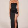 Matilde Bandeau-Maxikleid mit Drapierung bis zur Oberschenkelhöhe in Schwarz