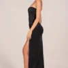 Matilde Bandeau-Maxikleid mit Drapierung bis zur Oberschenkelhöhe in Schwarz