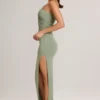 Maude Modal Asymmetrisches Maxikleid mit Rüschen in Salbeigrün Maude Modal Asymmetrisches Maxikleid mit Rüschen in Salbeigrün