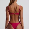 Maui Cheeky-Bikini-Unterteile mit breiten Trägern und Perlenverzierung in Himbeerrosa