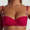 Maui Cheeky-Bikini-Unterteile mit breiten Trägern und Perlenverzierung in Himbeerrosa
