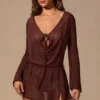 Meilani Langarm-Minikleid in Espressobraun