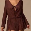 Meilani Langarm-Minikleid in Espressobraun