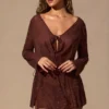 Meilani Langarm-Minikleid in Espressobraun