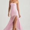 Melina Asymmetrisches, trägerloses Maxikleid mit Fischschwanz in zartem Rosa