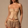 Meliora Fringed Low-Rise Mini Shorts in Hellbraun Meliora Fringed Low-Rise Mini Shorts in Hellbraun