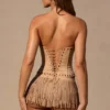 Meliora Fringed Low-Rise Mini Shorts in Hellbraun Meliora Fringed Low-Rise Mini Shorts in Hellbraun