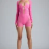 Melody verzierter Cut-Out-Unitard in Bubblegum-Pink Melody verzierter Cut-Out-Unitard in Bubblegum-Pink