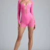 Melody verzierter Cut-Out-Unitard in Bubblegum-Pink Melody verzierter Cut-Out-Unitard in Bubblegum-Pink