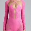 Melody verzierter Cut-Out-Unitard in Bubblegum-Pink Melody verzierter Cut-Out-Unitard in Bubblegum-Pink