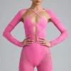 Melody verzierter Cut-Out-Unitard in Bubblegum-Pink Melody verzierter Cut-Out-Unitard in Bubblegum-Pink