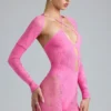 Melody verzierter Cut-Out-Unitard in Bubblegum-Pink Melody verzierter Cut-Out-Unitard in Bubblegum-Pink