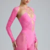 Melody verzierter Cut-Out-Unitard in Bubblegum-Pink Melody verzierter Cut-Out-Unitard in Bubblegum-Pink