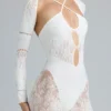 Melody Verzierter Cut-Out-Unitard in Elfenbein Melody Verzierter Cut-Out-Unitard in Elfenbein