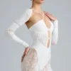Melody Verzierter Cut-Out-Unitard in Elfenbein Melody Verzierter Cut-Out-Unitard in Elfenbein