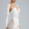 Melody Verzierter Cut-Out-Unitard in Elfenbein Melody Verzierter Cut-Out-Unitard in Elfenbein