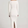 Mericia Maxikleid aus weichem Jersey mit U-Boot-Ausschnitt und gerafftem Saum in Weiß