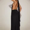 Merryth Maxikleid aus weichem Jersey mit Neckholder und rückenfreiem Ausschnitt in Schwarz Merryth Maxikleid aus weichem Jersey mit Neckholder und rückenfreiem Ausschnitt in Schwarz