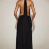 Merryth Maxikleid aus weichem Jersey mit Neckholder und rückenfreiem Ausschnitt in Schwarz Merryth Maxikleid aus weichem Jersey mit Neckholder und rückenfreiem Ausschnitt in Schwarz