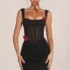 Miller Minikleid mit Mieder und drapiertem Rock in Schwarz