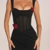 Miller Minikleid mit Mieder und drapiertem Rock in Schwarz