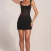 Miller Minikleid mit Mieder und drapiertem Rock in Schwarz