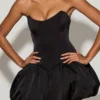 Minerva Schnür-Mikro-Minikleid mit Bubble-Saum und Korsett in Schwarz