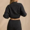 Mini-Shorts aus Strick mit mittelhohem Bund in Anthrazit meliert Mini-Shorts aus Strick mit mittelhohem Bund in Anthrazit meliert