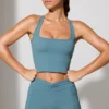 Mini-Shorts mit gedrehtem Bund und Taschen in Steinblau Mini-Shorts mit gedrehtem Bund und Taschen in Steinblau